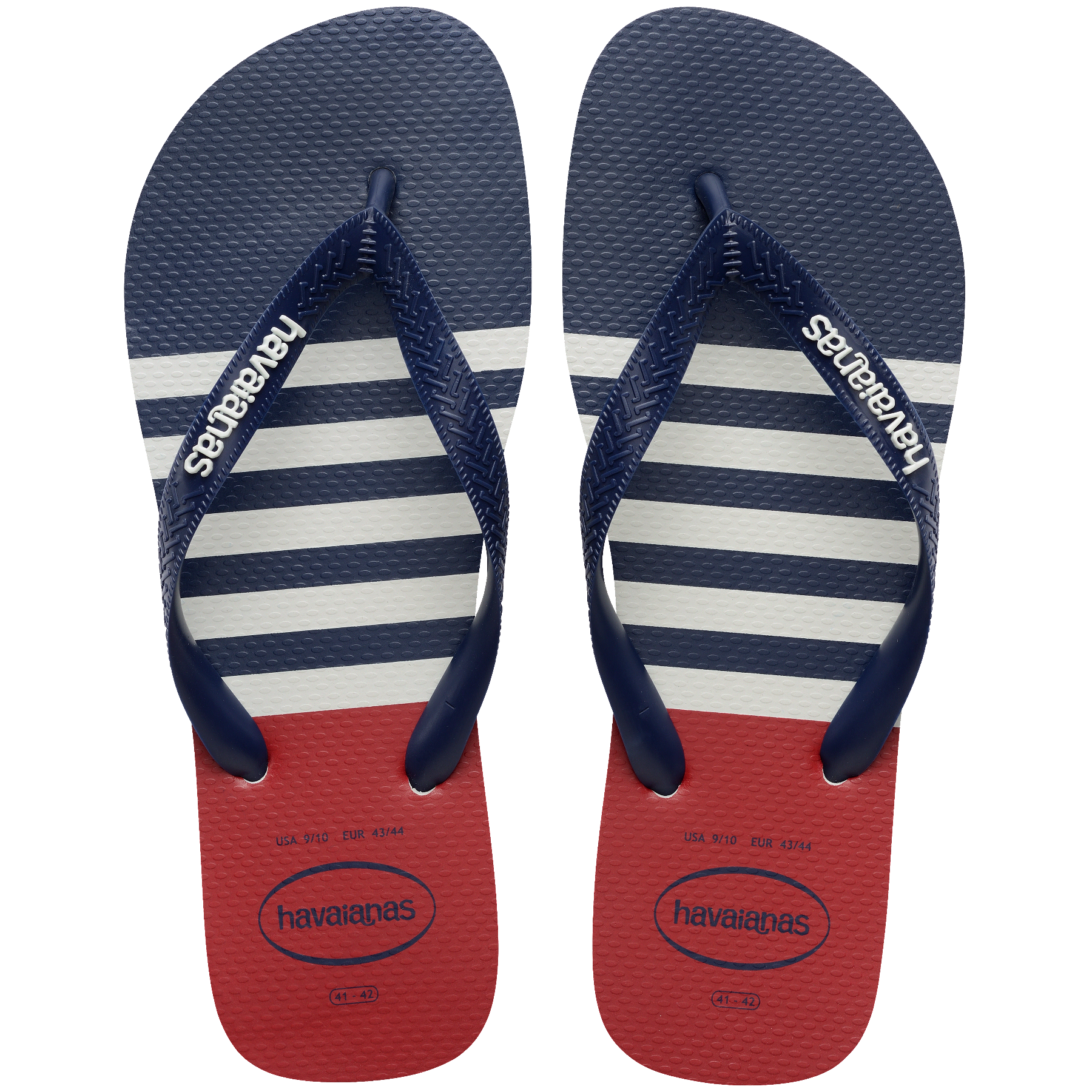 Men's Top Nautical Flip Flops - White/Navy/Red Apache